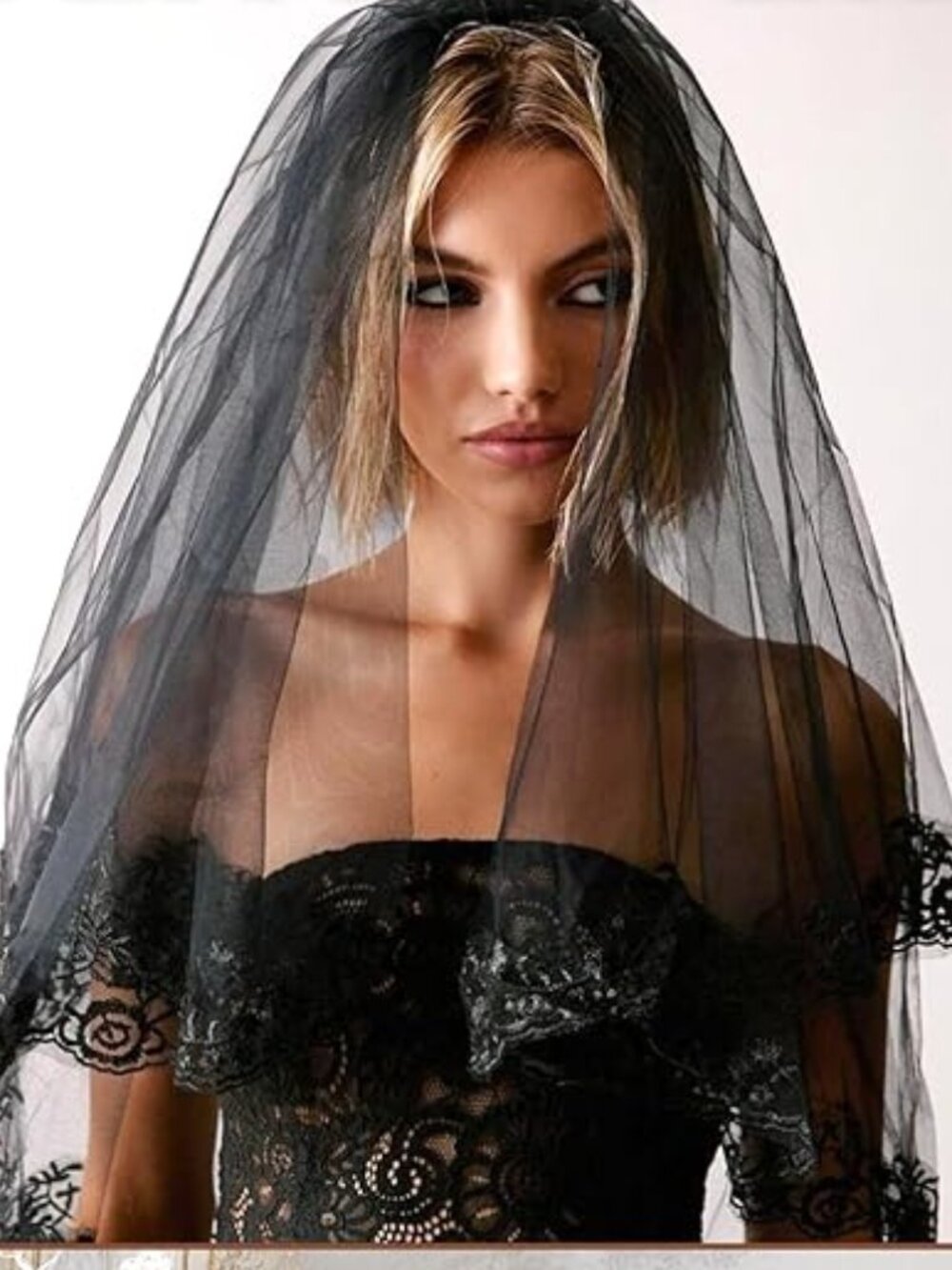 Lace Wedding Veil Black